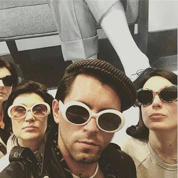

goggles retro oval sunglasses nirvana 7 colors clout kurt cobain alien sun classic vintage fashion style punk rock glass, White;black