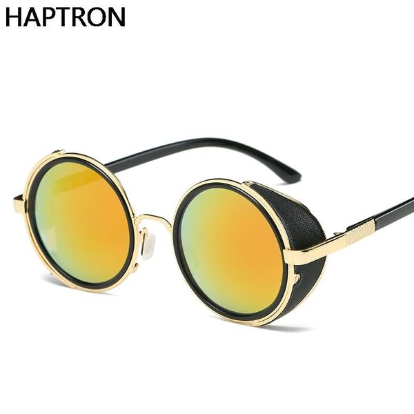 

haptron gothic steampunk round metal sunglasses for men women mirrored sun glasses retro vintage oculos, White;black