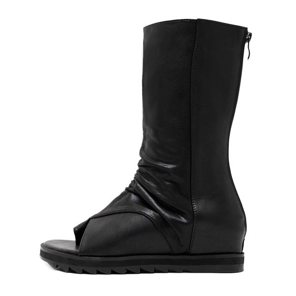 

woman shoes 2018 spring fashion wedges platform booties flip open toe heels black shoes for women rome gladiator boots
