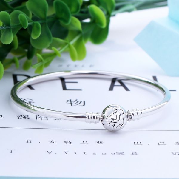 

2019 new original 925 sterling silver bead charm bracelet lion cartoon bangle basic bracelet fit pan moments women diy jewelry q1209, Black