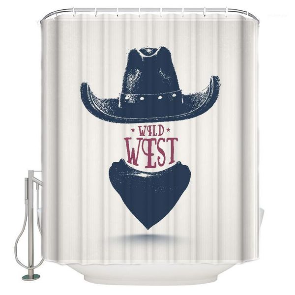 

cowboy hat western shower curtain waterproof and mildewproof polyester fabric bath curtain design1