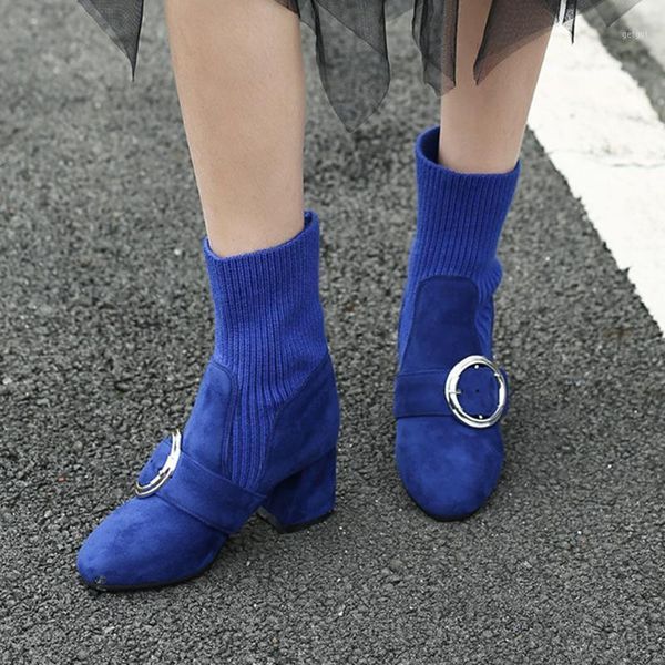 

women winter shoes high boots big size leather women shoes wool and plush winter elastic force bootie sy2991, Black