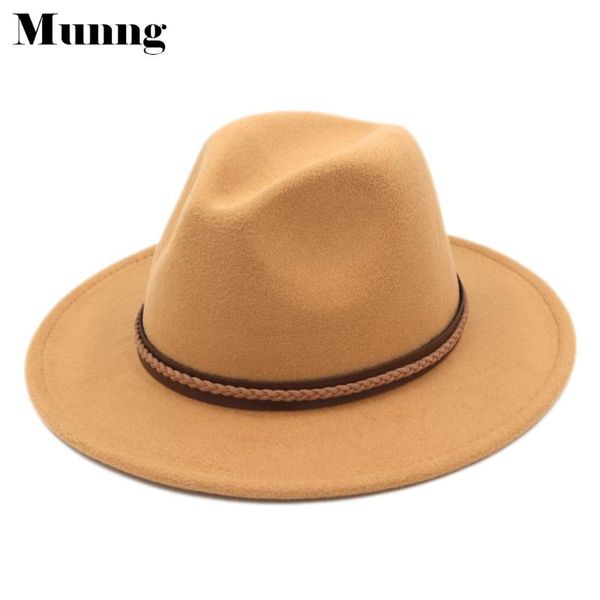 

munng winter wool blend panama cap wide brim sombrero fedora hat diy hatband, Blue;gray