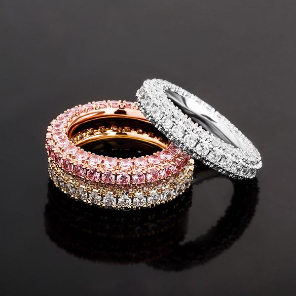 

size 7-11 men women fashion ring gold plated bling iced out cz diamond rings nice gift for friend, Golden;silver