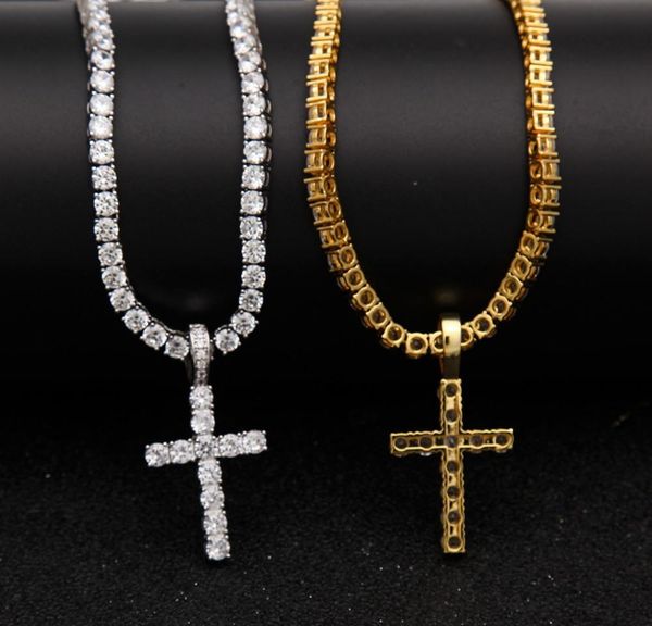 

cross tennis silver jewelry with 4mm necklace chain hip zircon set out pendant iced necklace men's gold hop pendant cz wmtka lottery201
