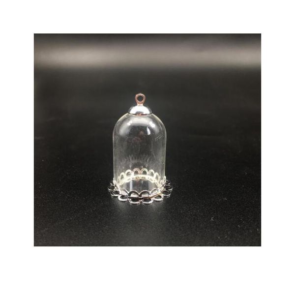 

1set 25*18mm hollow tube glass jar with silver setting base beads cap set glass vials pendant glass bottle jewelry bbywsr, Black