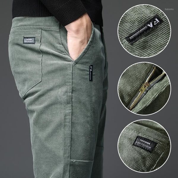 

men's pants spring and autumn straight slim stretch men corduroy solid slacks male casual elastic trousers size 28-381, Black