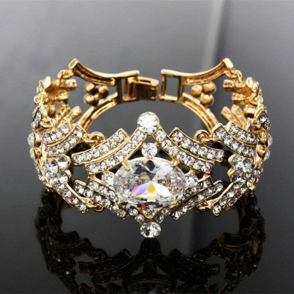 

mhs.sun bridal wedding charm bracelet gold/silver color crystal jewelry bangles for women party rhinestone cuff bangles fy061 v8ws#, White