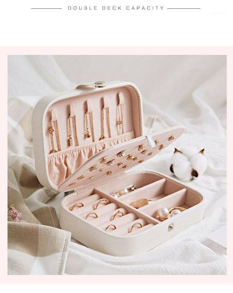 

portable cosmetic bags storage box travel jewelry box organizer leather jewelry ornaments case storage1