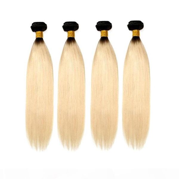 

brazilian body wave human hair weaves 613 blonde two tone color full head 3pcs lot double wefts remy hair extensions, Black