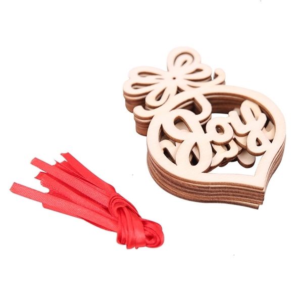 

0cxftree letter wood heart bubble pattern ornament christmas decorations home festival ornaments hanging gift, 6 pc per bago