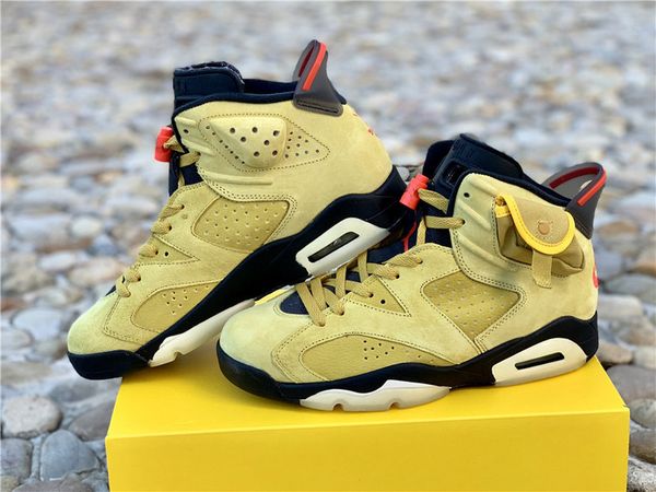 

2021 new authentic travis scott 6 yellow cactus jack medium olive glow in the dark 3m reflective men outdoor shoes sports sneakers with box