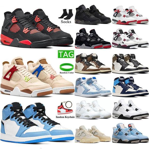 

st quality jordn men zapatos baloncesto jumpman 4s chaussures basketball shoes 1 4 red thunder university blue black cat sail cement 1s hype