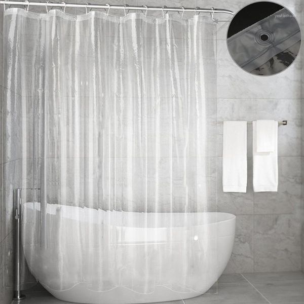 

shower curtains eco-friendly peva clear curtain with 12 hook up metal buttonhole waterproof thicken straight home bathroom curtain1