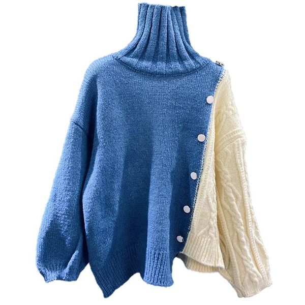 

women's casual long sleeve color block sweaters new 2021 patchwork pullover knit sweater, White;black