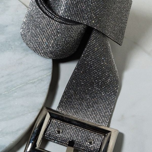 

elegant sliver gold female bright bride wedding square buckle shiny rhinestone waist wide chain belt women y200730, Black;brown