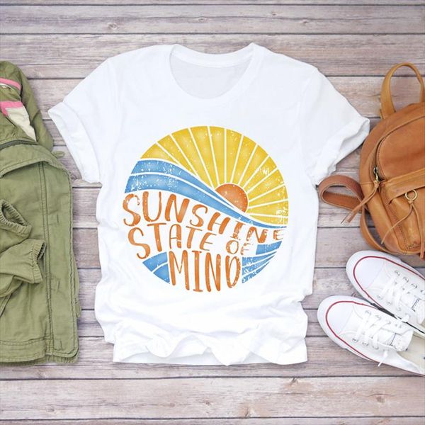 

women striped ocean beach 90s ladies fashion short sleeve print lady t shirts womens graphic t shirt female tee shirt, White