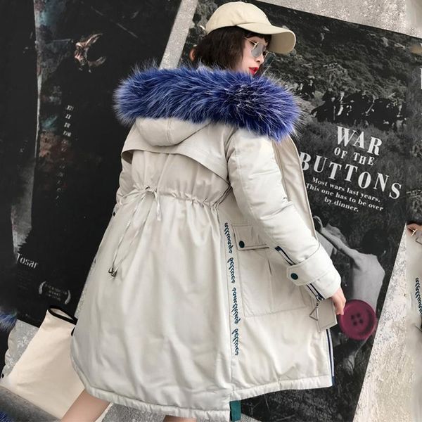 

women's trench coats 2021 arrival women winter jacket with fur collar hooded warm thicken female padded coat long parka high qualiity1, Tan;black