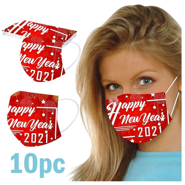 

рождественская маска для взрослых напечатанные праздничные украшения для лица для лица mascarillas 2021 с новым годами 3 года, фильтры однор, Black