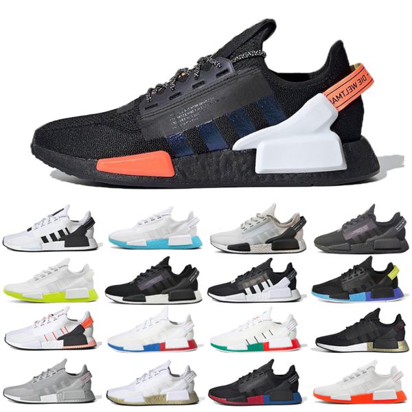 

2020 aqua tones munich r1 v2 mens running shoes hu human race xr1 pharrell williams core blacl carbon men women sports sneakers 36-45, White;red