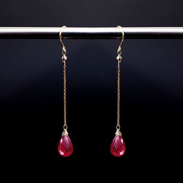 

dmbs391 ruby earrings yellow 18k gold genuine gemstones earrings simple stud valentine's day gift for girlfriend, Silver