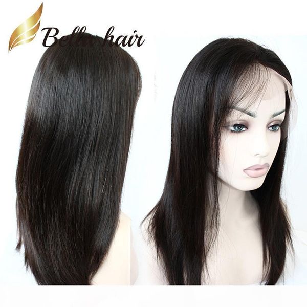 

soft and silky straight 100% human hair wig natural hairline glueless full lace wigs lace front wigs with baby hair for women, Black