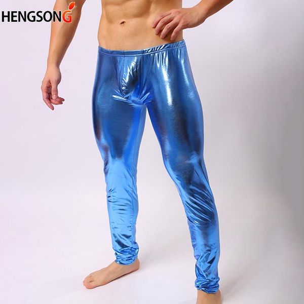 

2021 fashion mens performance pant slim pencils black faux leather men leggings