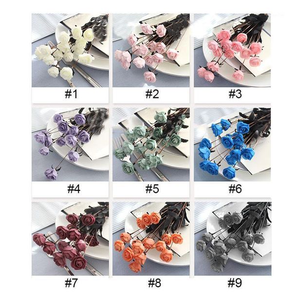 

decorative flowers & wreaths 15 heads artificial silk red rose bouquet fake flower party home garden floral1