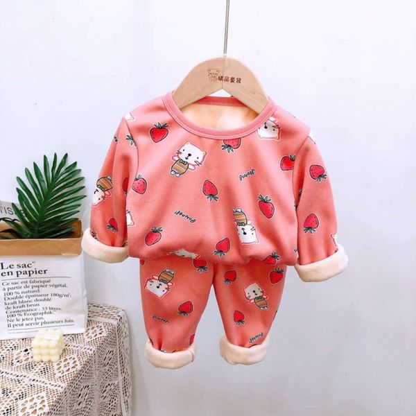 

milk winter silk children's 2020 plush warm thickened long sve trousers pajamas suit for boys and girls hxl3, Blue;red