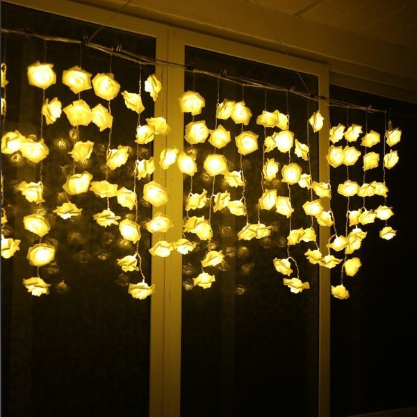 

2021 new 3.5m 96 led rose flower string christmas fairy curtain light valentine wedding holiday party decoration luminaria garland z79n