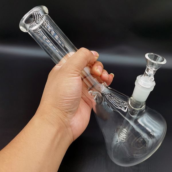 Klare, dicke Glas-Bong-Becher-Basis, schwerer runder Boden mit Catcher-Down-Stiel-Schüssel, Bubbler, DAB-Rig-Bongs, Wasserpfeifen-Rauchwerkzeuge