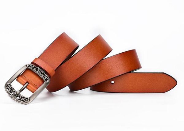 

натуральные кожаные ремни для женщин мода старинные резные штифты пряжка женщины ремень джинсы высокого качества настоящий косский талийский, Black;brown