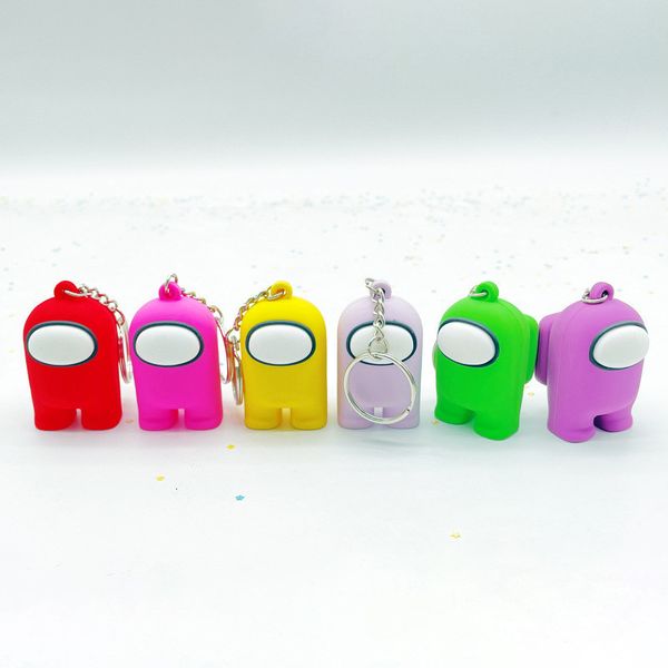 

trust 2020 new anime game among us keychain no one among us toy stuffed doll bag key chains pendant xmas gifts keyring gifts, Slivery;golden