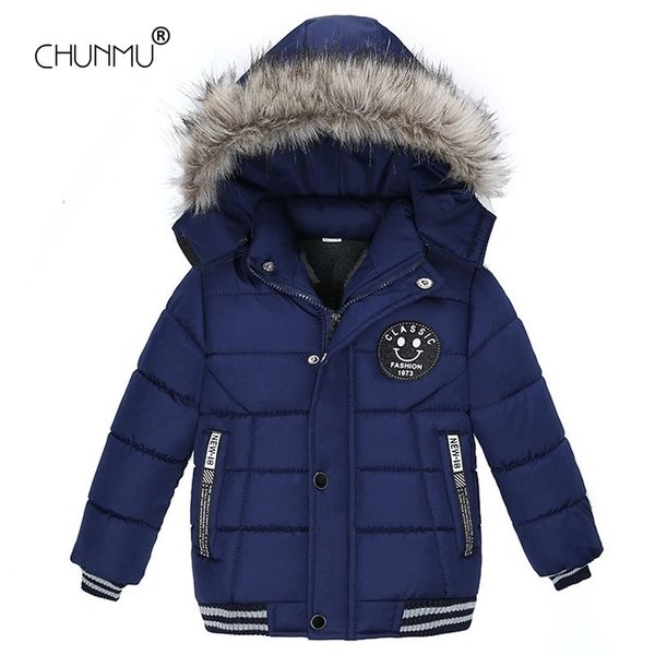 

autumn winter kids jackets for girls boys fashion warm fur collar hooded children's coat baby outerwear overcoat y200901, Blue;gray