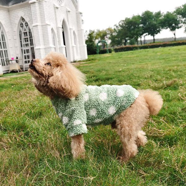 

dog apparel sweater plus velvet soft warm cute dot polyester material two-legged various candy colors puppy clothes autumn winter1