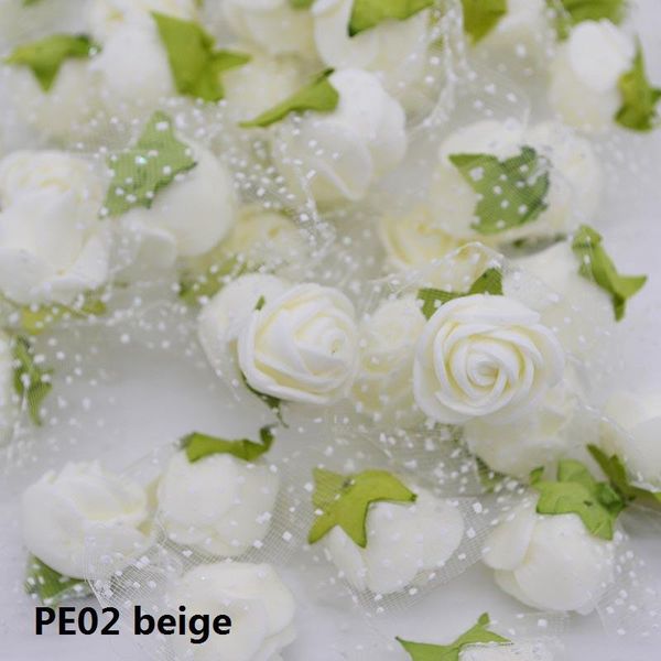 

50pcs lot mini cute artificial rose flowers head handmade diy wedding home decoration multi use lace pe foam rose party supplies bbytwl