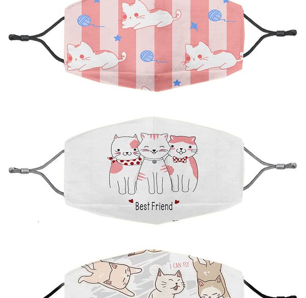 

with 2pcs pm2.5 print replaceable filters reusable mouth cute animal cat cotton washable breathable dustproofoutlet684h