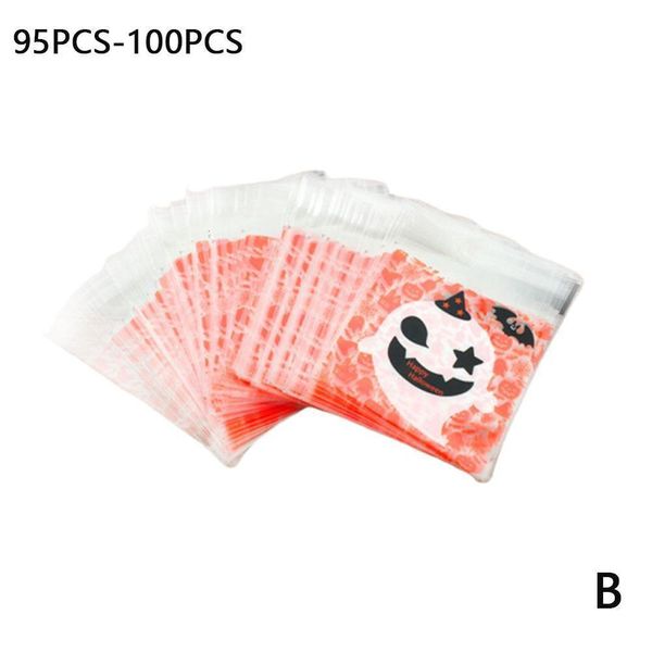 

elf 95-100pcs halloween pumpkin ghost cookies self-adhesive candy bag snack