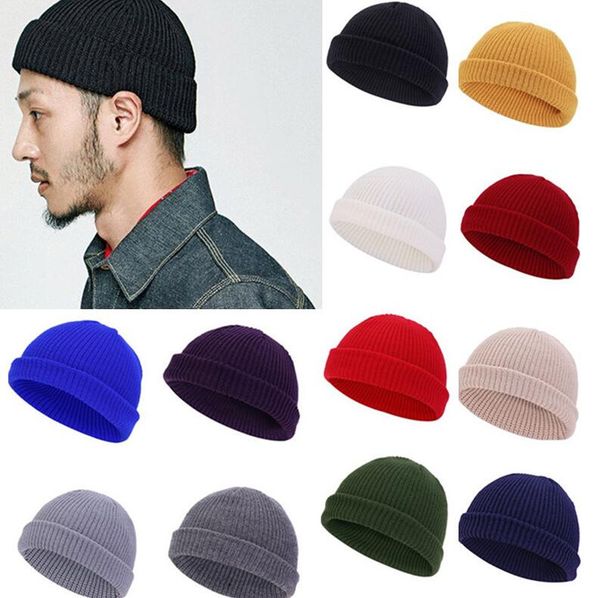 

teens knit winter cuffed beanies women mens knitted cuff hats slouchy skull cap toque tuque ribbed crochet ski hip hop hat f112705, Yellow