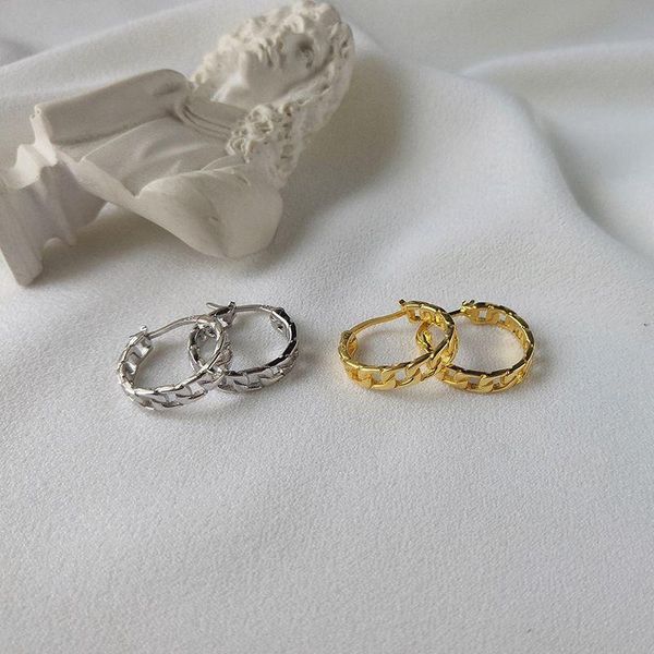 

silvology 925 sterling silver chain hoop earrings openwork temperament elegant western earrings for women creative jewelry gift, Golden;silver