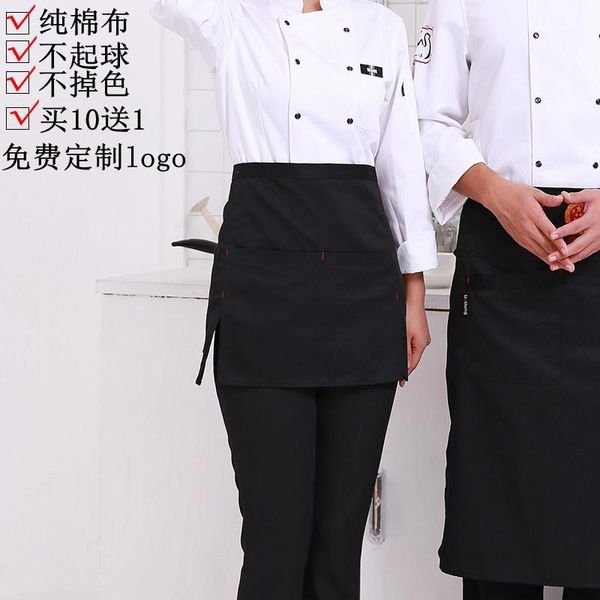 

waiter half-length half-apron female custom black short small apron cotton coffee chef apron half-length1