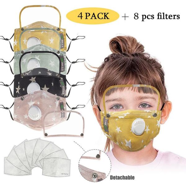 

4 pcs fashion respirator kids face-mask for germ protection with 8 filters cotton mouth face maskswashable and reusable maskking