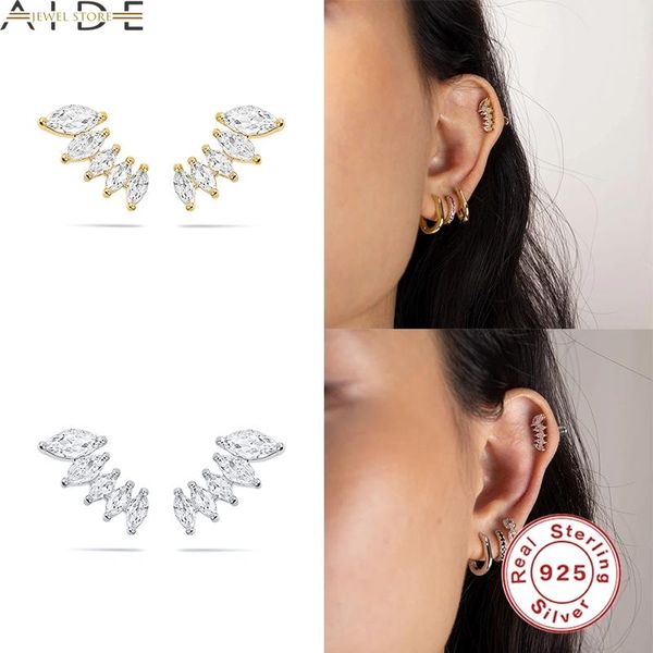 

stud aide 1pair earrings 925 sterling silver zircon earring for girls lovers' valentine's day gift pendientes orecchini jewerly, Golden;silver