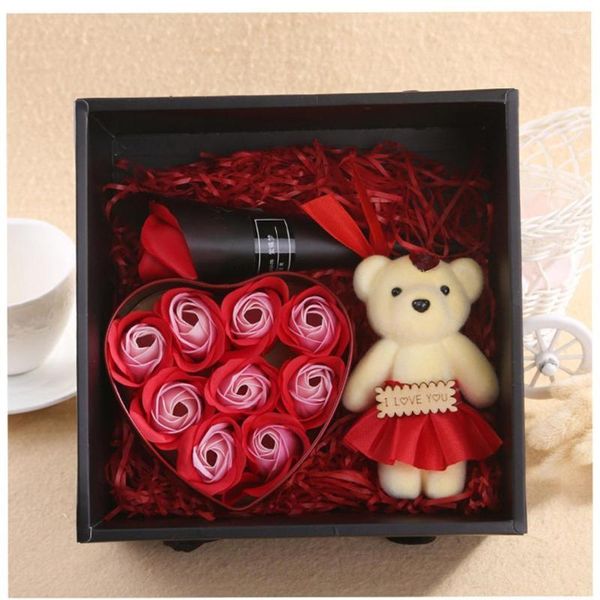 

bath soap rose flower scented flower set gift as picture box type1-7 casual1