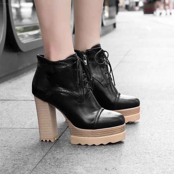

11cm heel women boots high heel platform size 32 to 42 ankle boots for women, Black