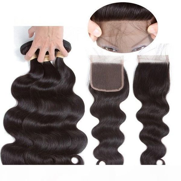 

8a grade brazilian virgin hair bundles body wave 3 bundles with 4*4 closure brazilian indian peruvian hair unprocessed human hair extensions, Black