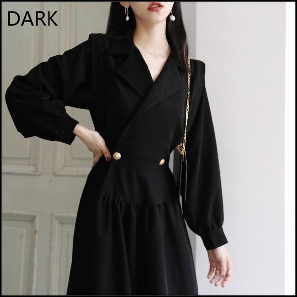 

dark] autumn 2021 new female plus size micro fat mm chiffon dress temperament is thin and fat people wear skirts, Black;gray