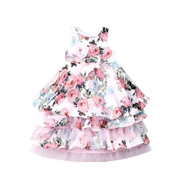 

3-8years toddler kid girls flower dress ruffles tulle lace party wedding birthday tutu dresses for girls child sqchym