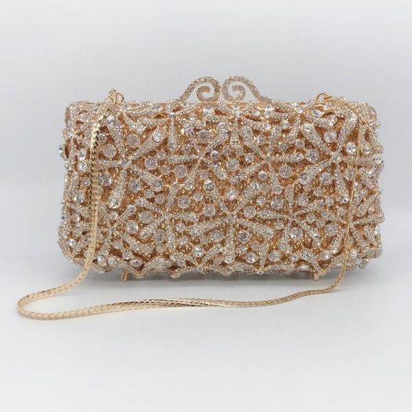 

new starfish diamond evening bag with holes metal hard box crystal bag banquet hand