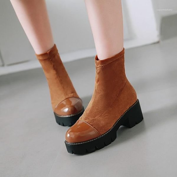 

big size 9 10 11 12 boots women shoes ankle boots for women ladies patchwork stretch socks and1, Black